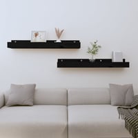 vidaXL fekete fenyőfa fali polc szett 80 cm - 2 darab 2