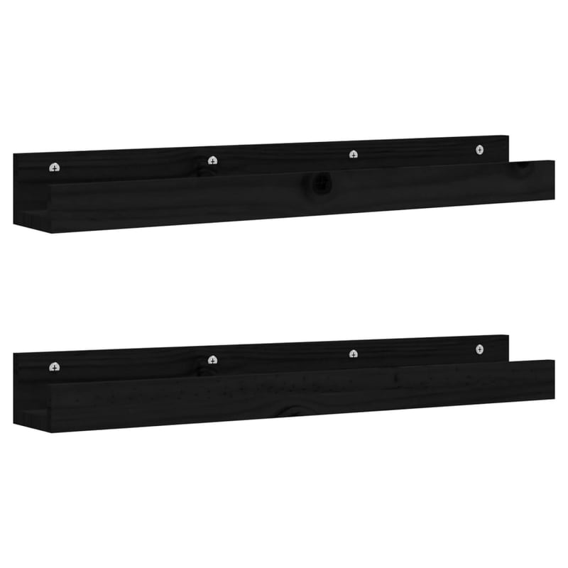 vidaXL fekete fenyőfa fali polc szett 80 cm - 2 darab