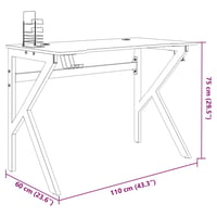 vidaXL fekete K-lábú gamer asztal 110x60x75 cm 10