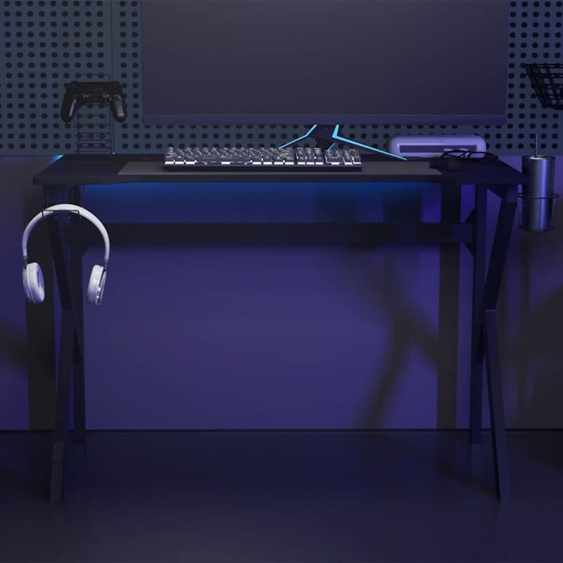 vidaXL fekete K-lábú gamer asztal 110x60x75 cm