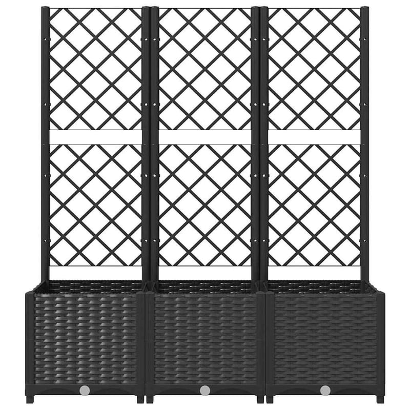 vidaXL fekete kerti virágláda rácsos 120x40x136 cm PP