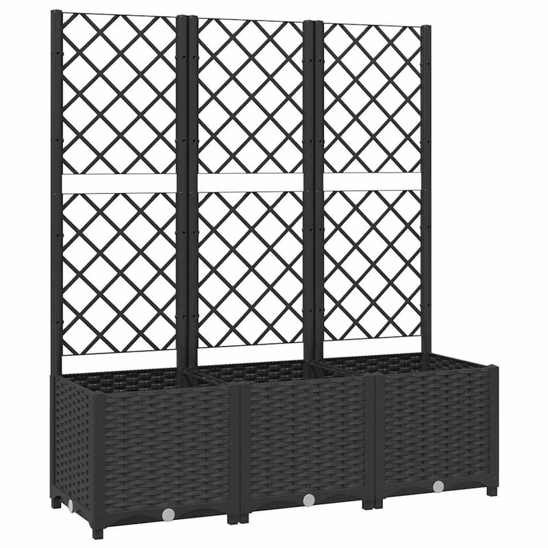vidaXL fekete kerti virágláda rácsos 120x40x136 cm PP