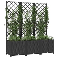 vidaXL fekete kerti virágláda rácsos 120x40x136 cm PP 3