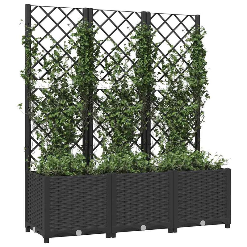 vidaXL fekete kerti virágláda rácsos 120x40x136 cm PP