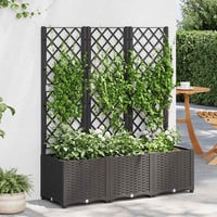 vidaXL fekete kerti virágláda rácsos 120x40x136 cm PP 1