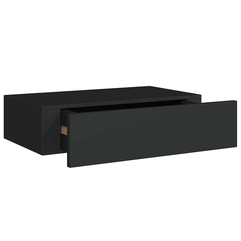 vidaXL Fekete MDF Falra Szerelhető Fiókos Polc 40x23,5x10 cm 2 db