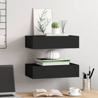 vidaXL Fekete MDF Falra Szerelhető Fiókos Polc 40x23,5x10 cm 2 db 3