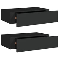 vidaXL Fekete MDF Falra Szerelhető Fiókos Polc 40x23,5x10 cm 2 db 1