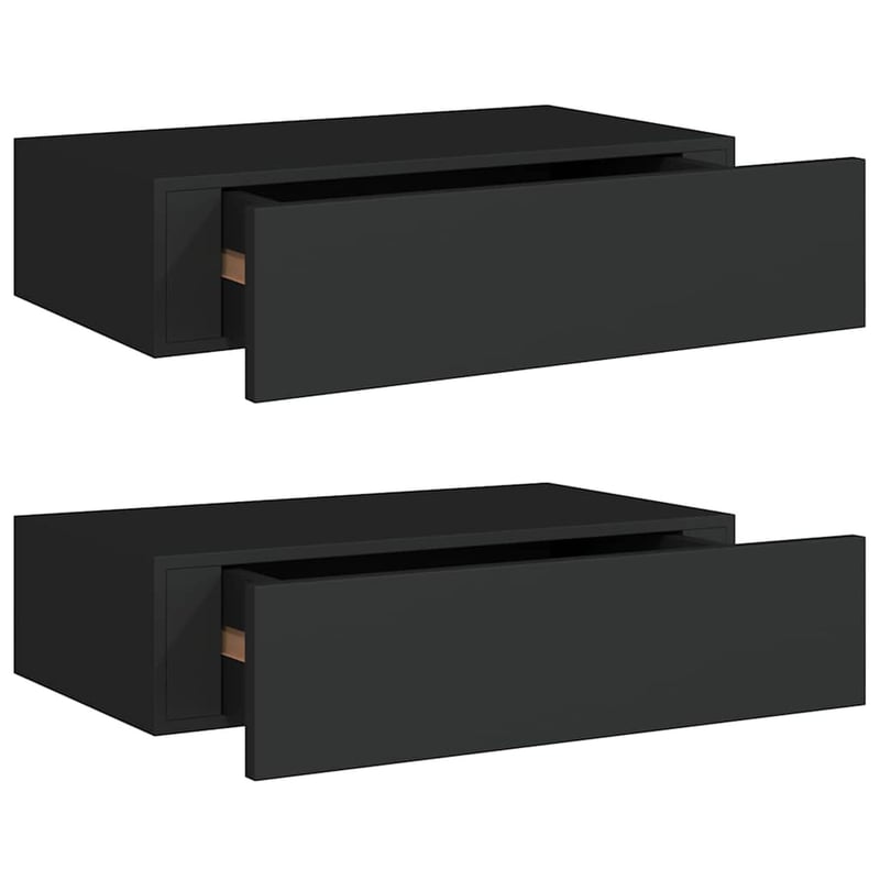 vidaXL Fekete MDF Falra Szerelhető Fiókos Polc 40x23,5x10 cm 2 db