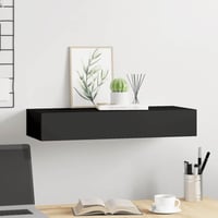 vidaXL fekete MDF falra szerelhető fiókos polc 60x23,5x10 cm 3