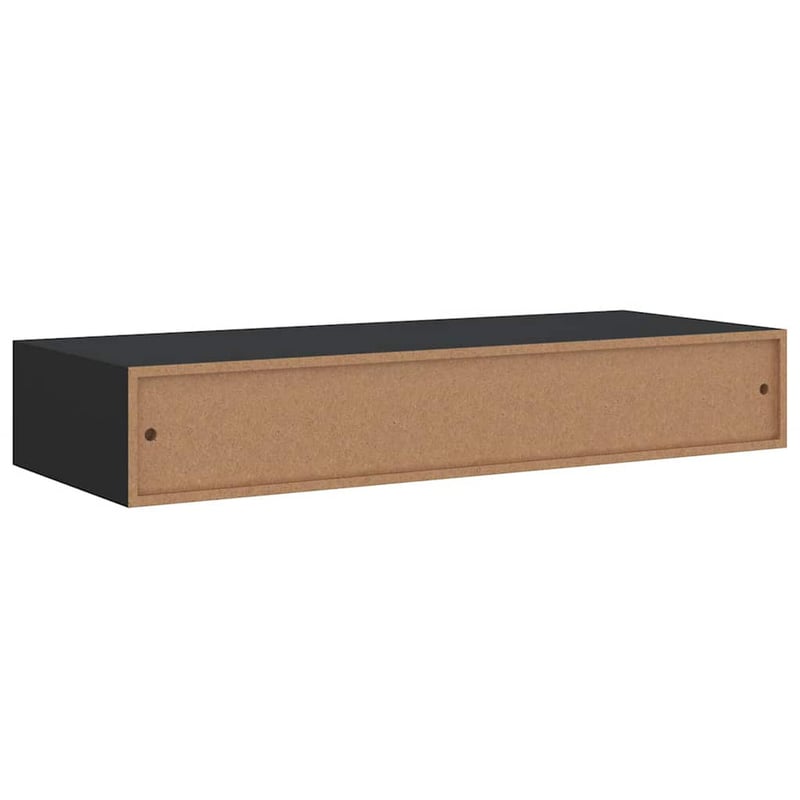 vidaXL fekete MDF falra szerelhető fiókos polc 60x23,5x10 cm