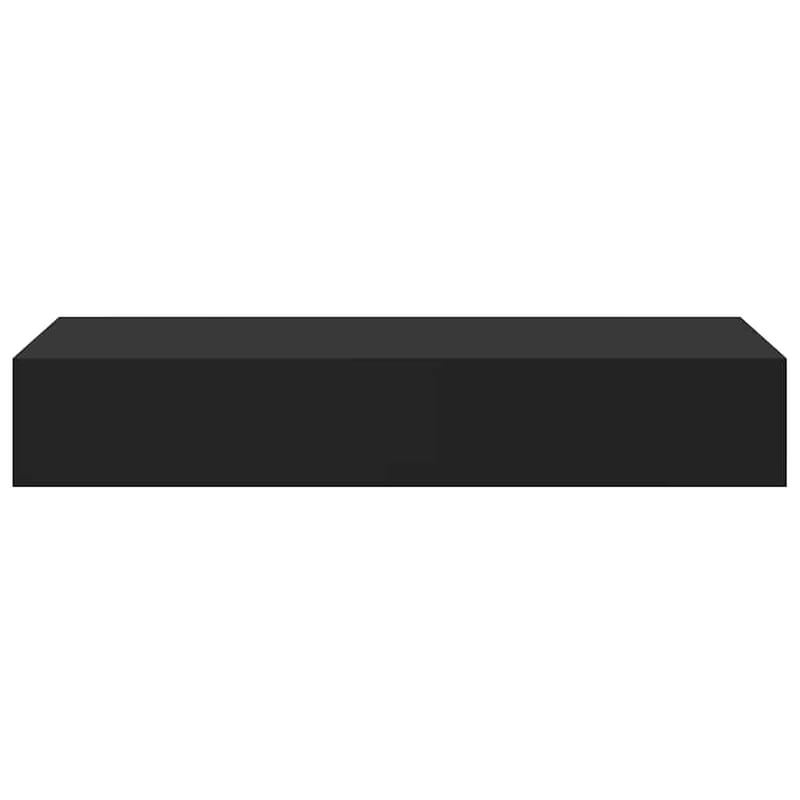 vidaXL fekete MDF falra szerelhető fiókos polc 60x23,5x10 cm