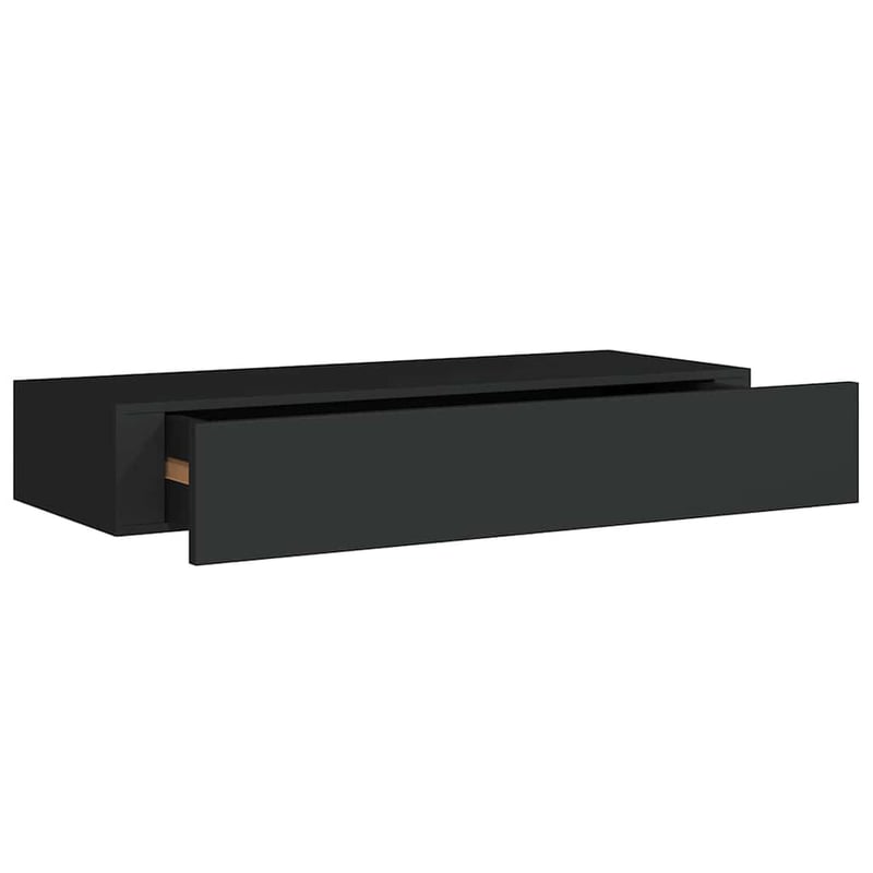 vidaXL fekete MDF falra szerelhető fiókos polc 60x23,5x10 cm