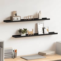 vidaXL fekete MDF szegélypolc képkeretekhez 80x9x3 cm 2 db 2
