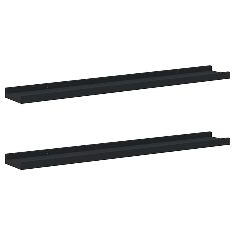 vidaXL fekete MDF szegélypolc képkeretekhez 80x9x3 cm 2 db
