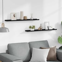 vidaXL fekete MDF szegélypolc képkeretekhez 80x9x3 cm 2 db 3