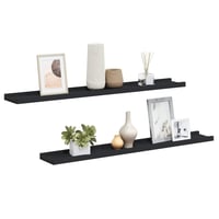 vidaXL fekete MDF szegélypolc képkeretekhez 80x9x3 cm 2 db 1