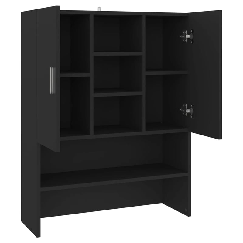 vidaXL fekete mosógépszekrény 70,5x25,5x90 cm fürdőszobai tárolóhoz