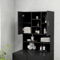 vidaXL fekete mosógépszekrény 70,5x25,5x90 cm fürdőszobai tárolóhoz 7