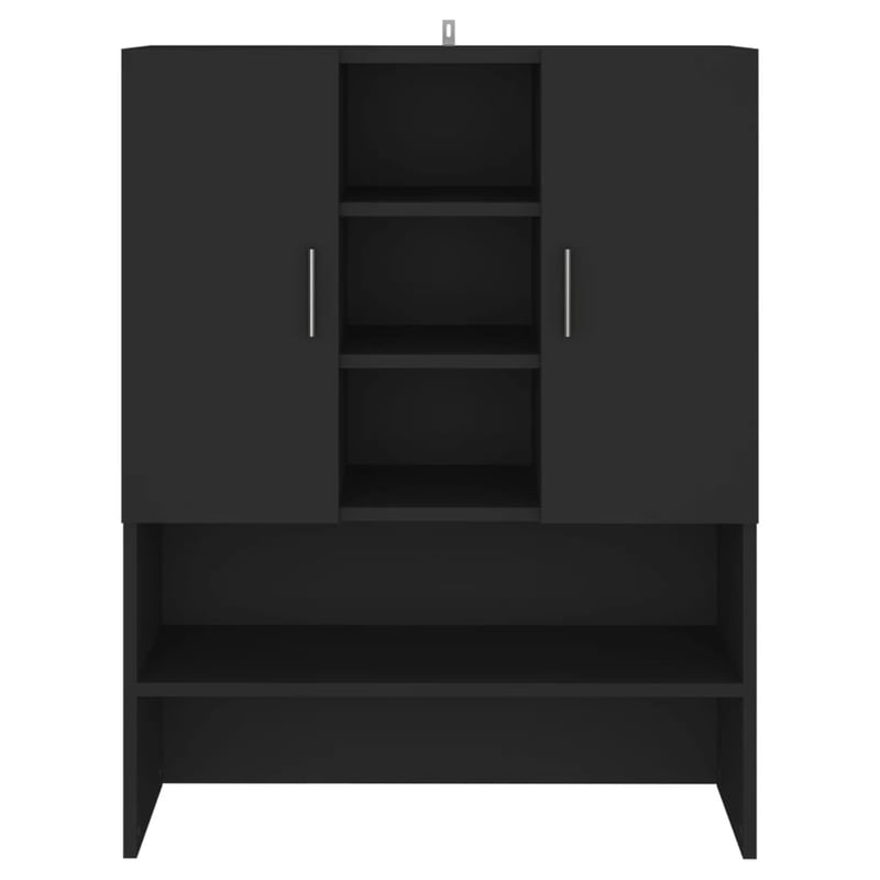 vidaXL fekete mosógépszekrény 70,5x25,5x90 cm fürdőszobai tárolóhoz