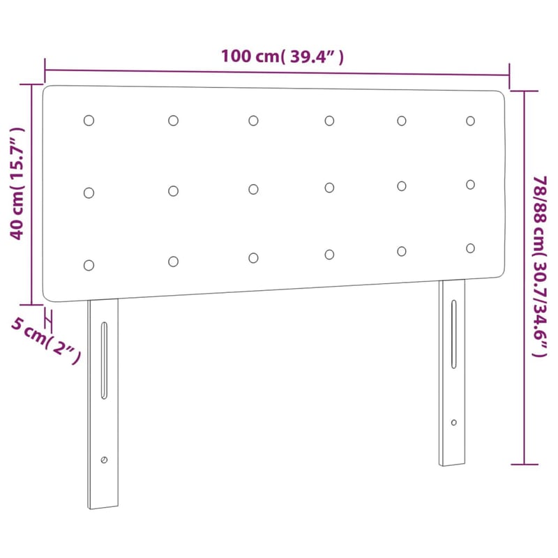 vidaXL fekete műbőr fejtámla 100x5x78/88 cm