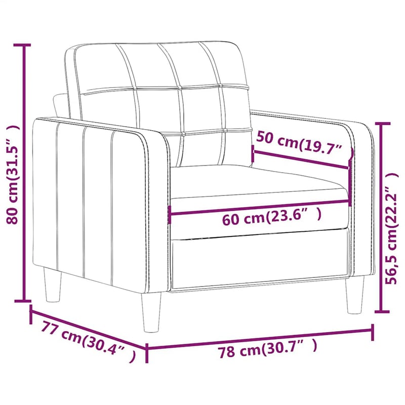 vidaXL fekete műbőr fotel 60 cm-es kanapéfotel