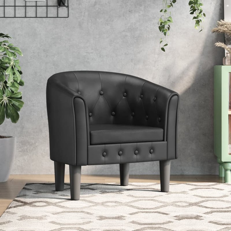 vidaXL fekete műbőr kagylófotel modern design