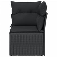 vidaXL fekete polyrattan kerti sarokkanapé párnákkal 4