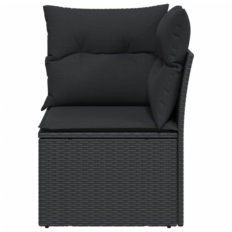 vidaXL fekete polyrattan kerti sarokkanapé párnákkal