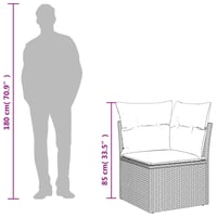 vidaXL fekete polyrattan kerti sarokkanapé párnákkal 10