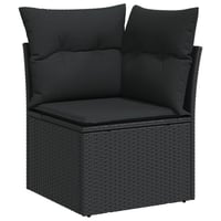 vidaXL fekete polyrattan kerti sarokkanapé párnákkal 1