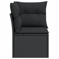 vidaXL fekete polyrattan kerti sarokkanapé párnákkal 5