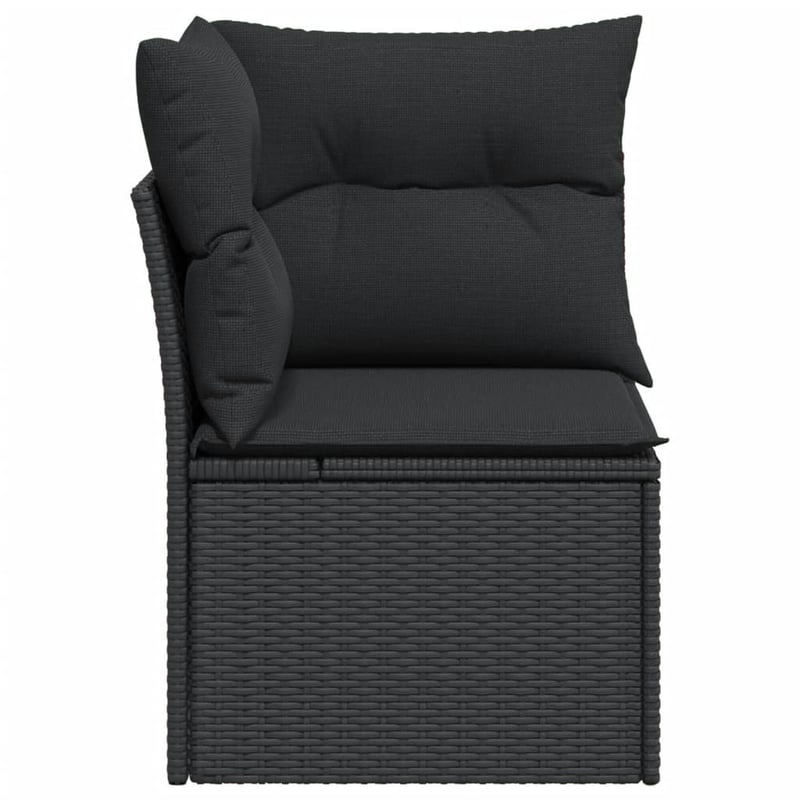 vidaXL fekete polyrattan kerti sarokkanapé párnákkal