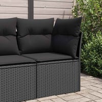 vidaXL fekete polyrattan kerti sarokkanapé párnákkal 2