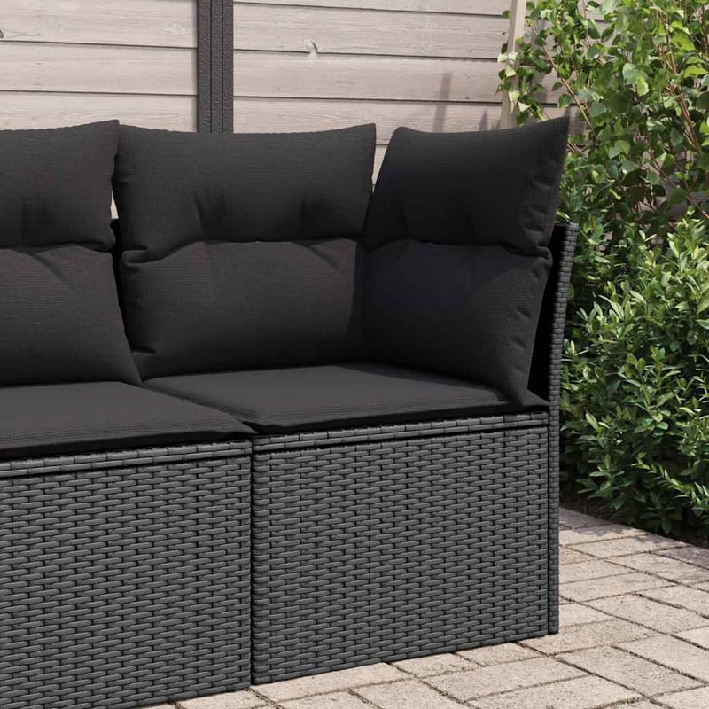 vidaXL fekete polyrattan kerti sarokkanapé párnákkal