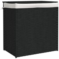 vidaXL fekete polyrattan szennyeskosár 2 rekesszel 53x33x57 cm 1