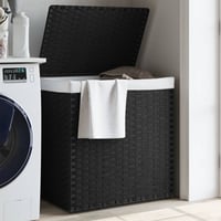 vidaXL fekete polyrattan szennyeskosár 2 rekesszel 53x33x57 cm 2