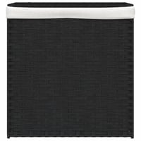 vidaXL fekete polyrattan szennyeskosár 2 rekesszel 53x33x57 cm 3