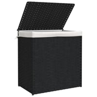 vidaXL fekete polyrattan szennyeskosár 2 rekesszel 53x33x57 cm 4