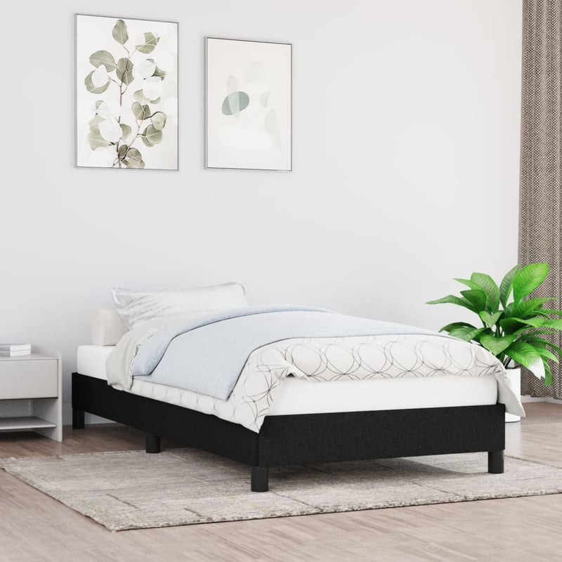 vidaXL fekete szövet ágykeret 90x200 cm matrac nélkül