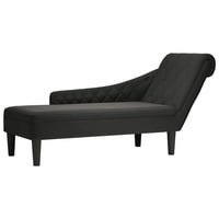 vidaXL Crni tekstilni trosjed s jastukom i naslonom za ruku na desnoj strani – Udobna sofa za dnevni boravak 1