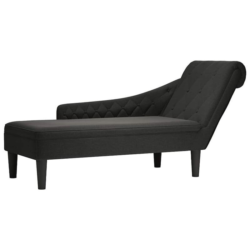 vidaXL Crni tekstilni trosjed s jastukom i naslonom za ruku na desnoj strani – Udobna sofa za dnevni boravak