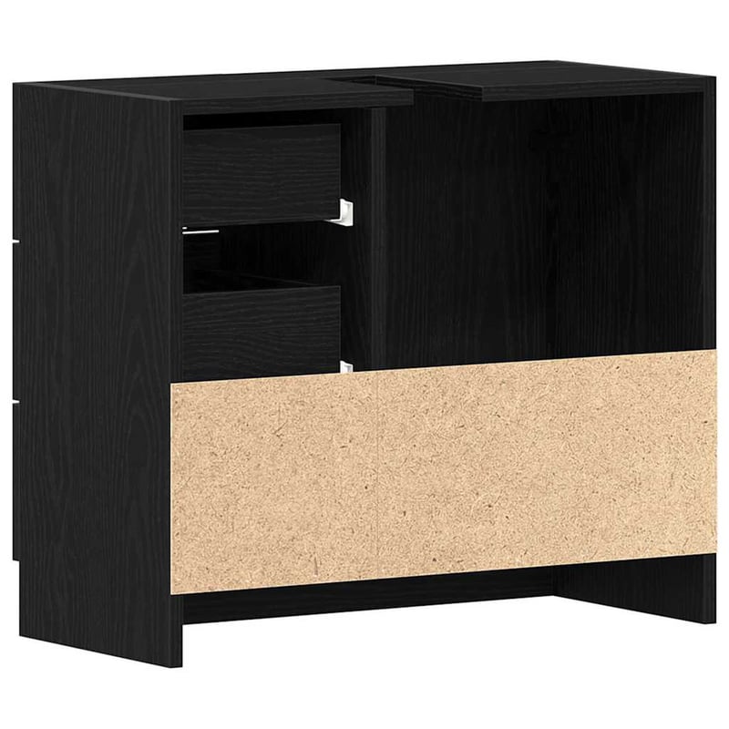 vidaXL fekete tölgy mosdószekrény 63x30x54 cm szerelt