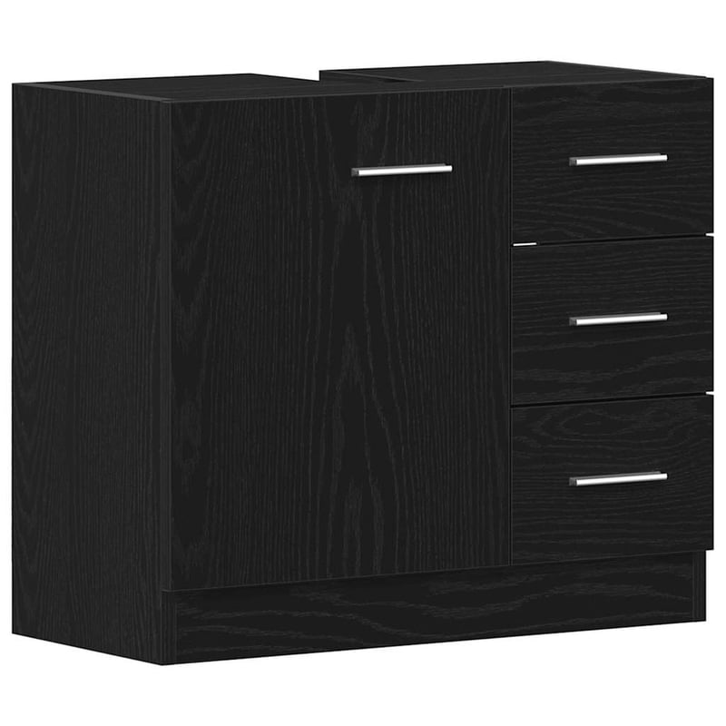 vidaXL fekete tölgy mosdószekrény 63x30x54 cm szerelt