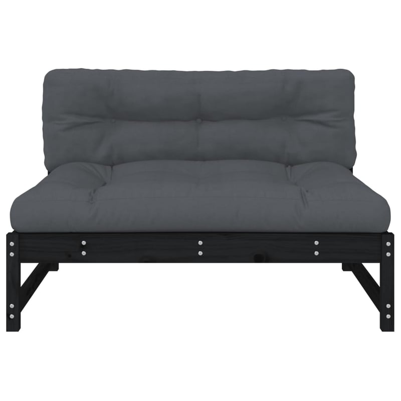 vidaXL fekete tömör fenyőfa középső kanapé 120x80 cm