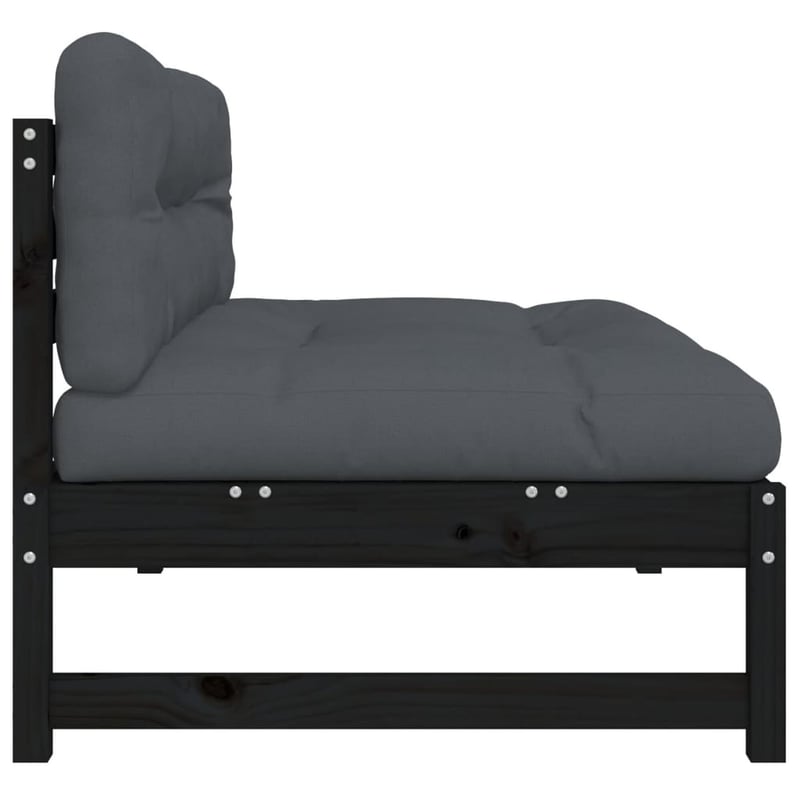 vidaXL fekete tömör fenyőfa középső kanapé 120x80 cm