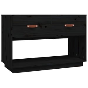 Comodă TV vidaXL, lemn masiv de pin, negru, 90x40x60 cm, cu sertar și raft - defect cosmetic (zgâriat, ciobit (stare: vezi a 2-a imagine))
