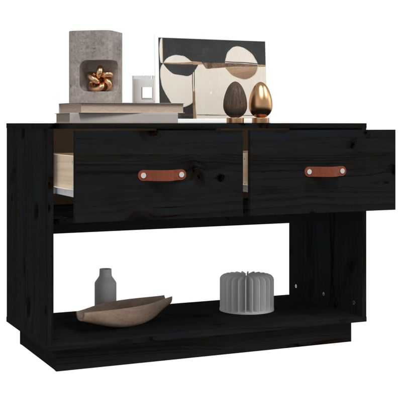vidaXL fekete TV-szekrény 90x40x60 cm tömör fenyőből