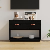 vidaXL fekete TV-szekrény 90x40x60 cm tömör fenyőből 2