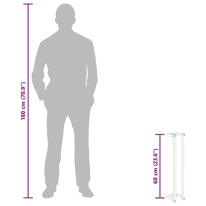 vidaXL fekete vas törölközőtartó 60 cm magas